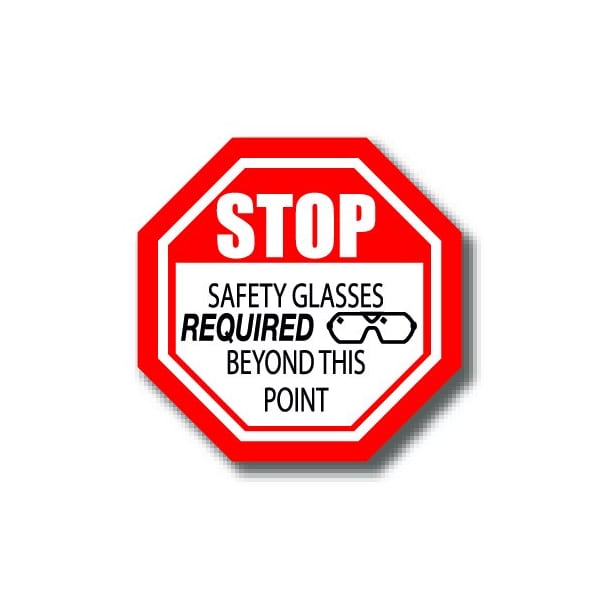 Ergomat 16in OCTAGON SIGNS - Stop Safety Glasses REQUIRED Beyond This Point DSV-SIGN 256 #0914 -UEN - main